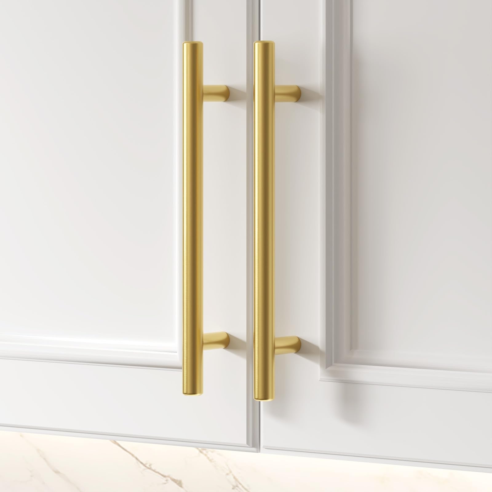goldenwarm 5 Pack Gold Kitchen Cabinet Pulls 10 inch Gold Drawer Pulls Kitchen Cabinet Hardware Drawer Handles Cupboard Door Handles Drawer Pulls Hardware Brushed Brass Cabinet Pulls