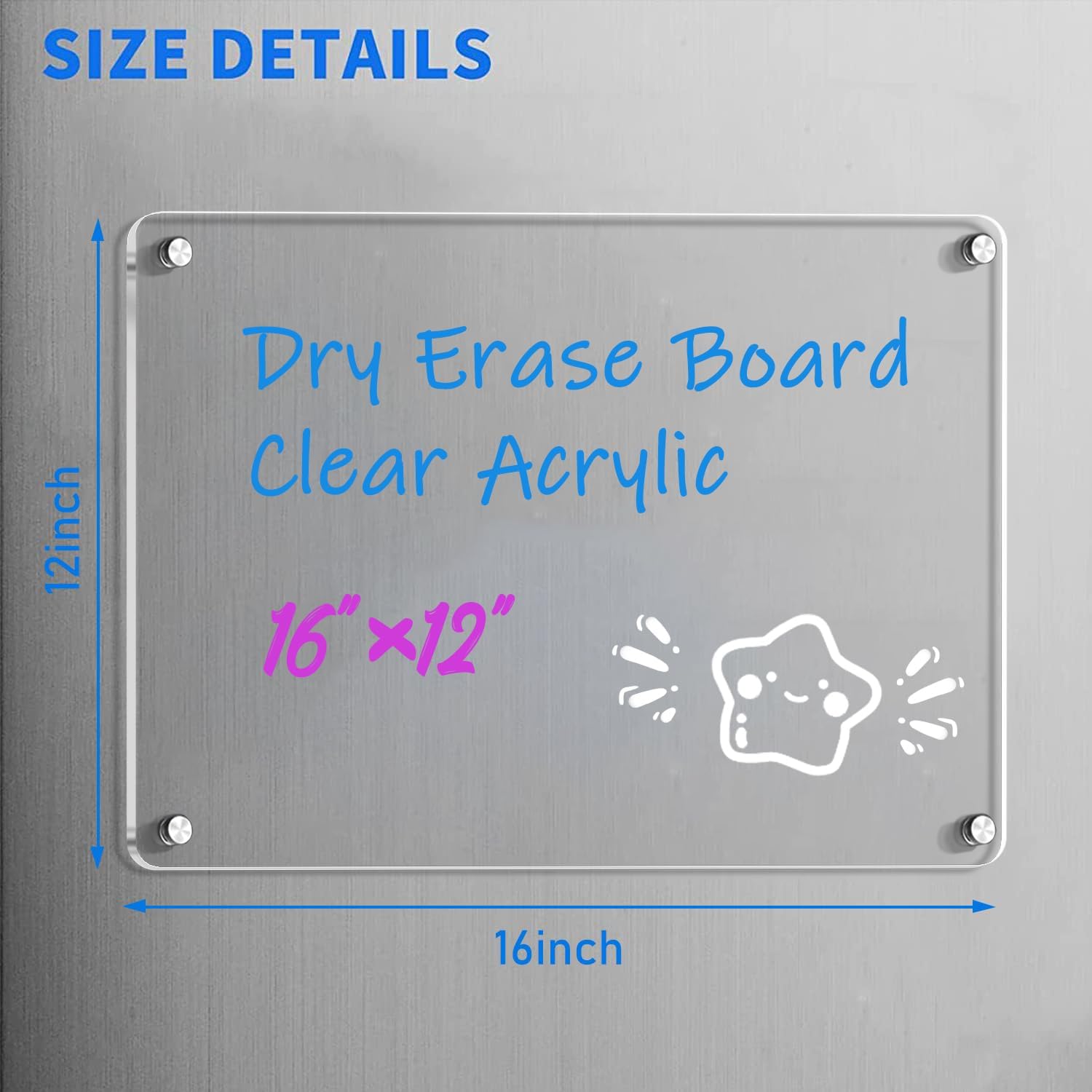 PETIARKIT Acrylic Calendar for Fridge, 16"x12" Clear Fridge Calendar Dry Erase Magnetic Planning Boards Set for Refrigerator with 6 Dry Erase Markers
