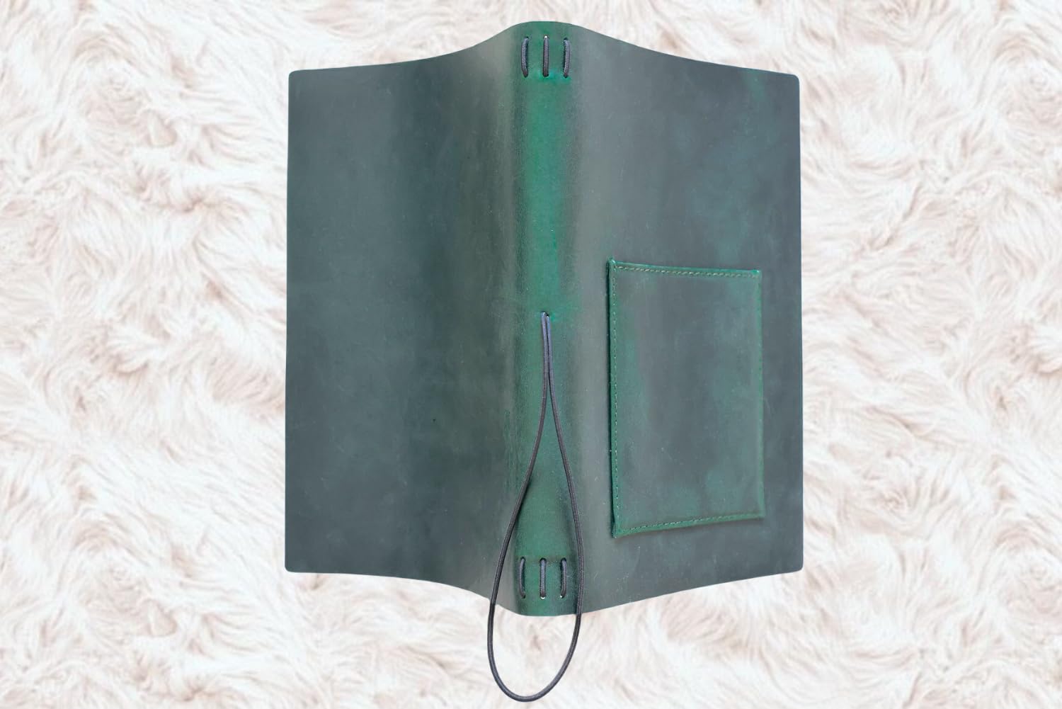 KISSKI Vintage Leather Notebook Journal, Refillable A5 Travelers Notebook Cover with Pen/Phone Pocket, 6x9 in, Writing Diary Cover/Daily Notepad for 5.5x8.5 Paper, Handmade Gift for Women/Men, Green