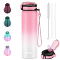SLUXKE 18/8 Stainless Steel Water Bottle with Straw, 24oz Insulated Vacuum Drinking Bottle BPA Free, Perfect for Hot or Cold Drinks, 24oz LeakProof Insulated Water Jug for Camping, Gym, Work