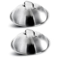 Peohud 2 Pack Griddle Accessories Basting Cover, 12 Inch Round Cheese Melting Dome, Stainless Steel Steam Pot Wok Lids, Heavy Duty Griddle Accessories for Flat Top Grill Cooking Indoor Outdoor