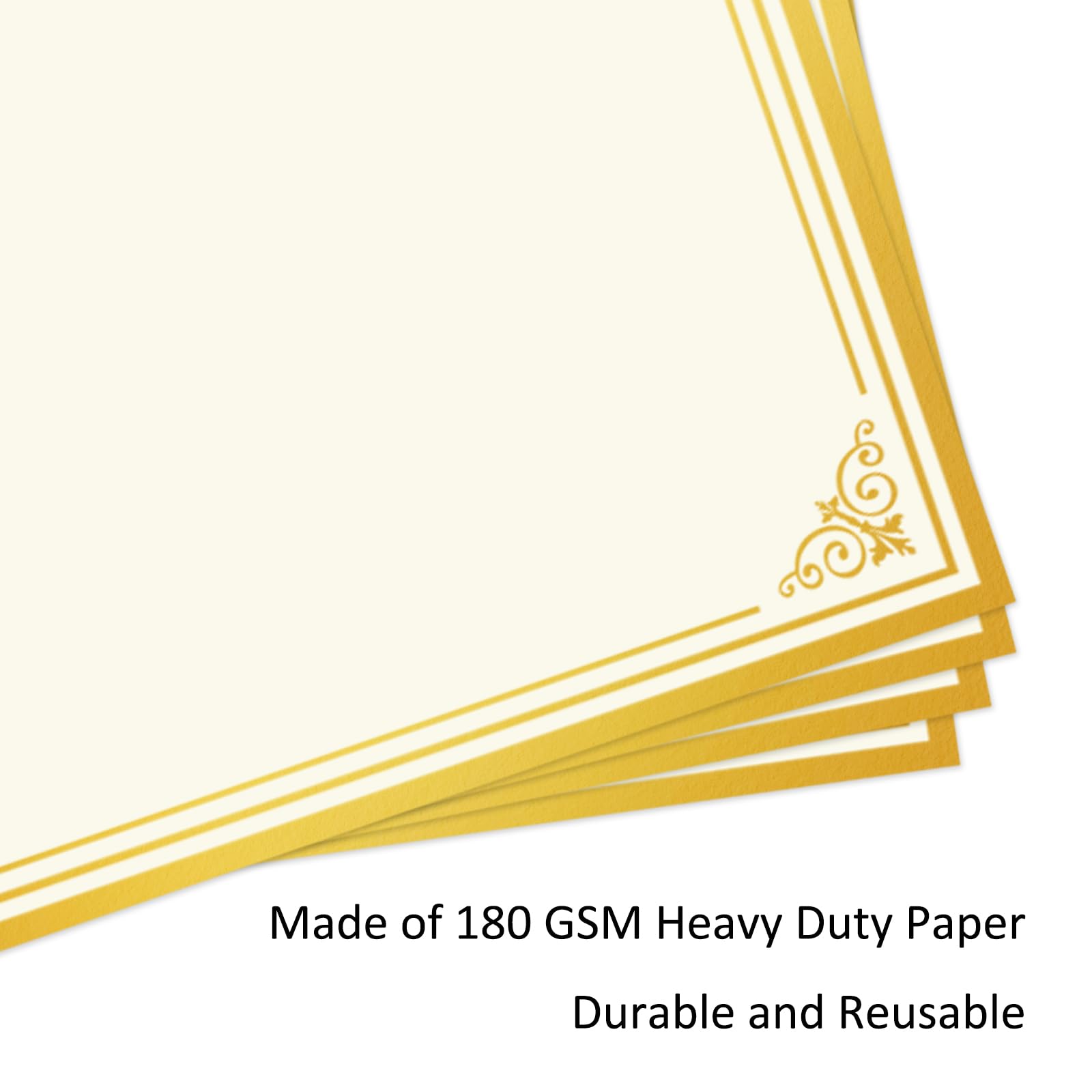 suituts 50 Sheets Certificate Paper Gold Foil Award Paper, 8.5X11 Inch Certificate Printer Paper, 180 GSM Blank Diploma Paper for Graduation, Achievement Awards (Ivory)