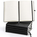 Coloch 6 Pack Ruled Notebook, A5 Black Hardcover Notebook with 200 Pages, Classic Lined Journal Pocket with 200 Pages and Pen Loop for School, College, Office, Business, 5.75" x 8.25"