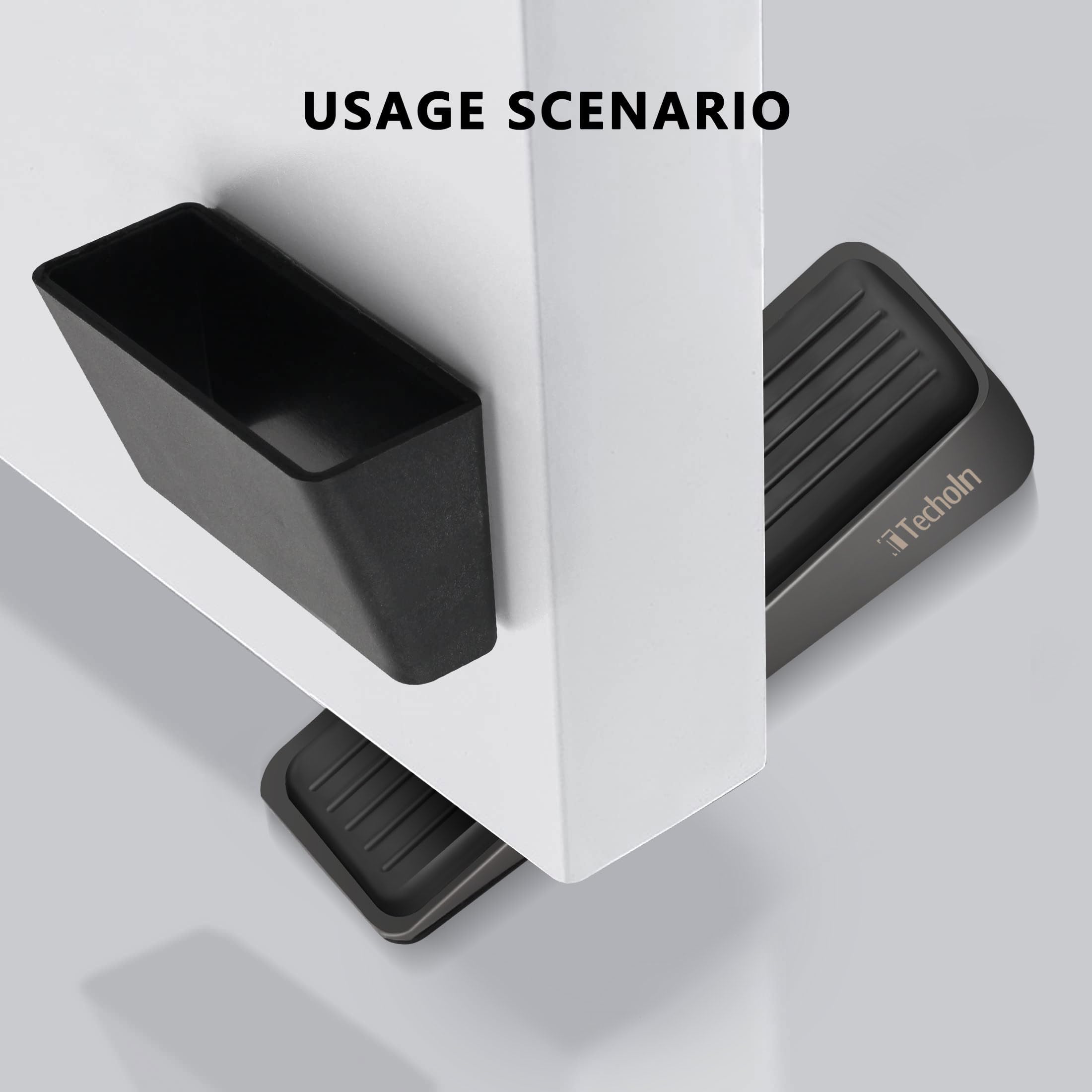Techoln Door Stoppers, Heavy Duty Door Stop Wedge, Metal Doorstops for All Floor Surfaces (2, Frosted Black)