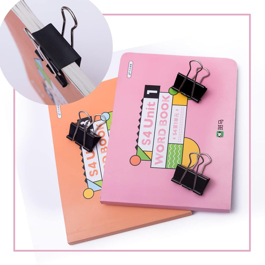 Large Binder Clips Width 1.6 Inch Capacity 0.66 Inch Black 72 pcs, Binder Clips 41mm for Teacher School Office and Business