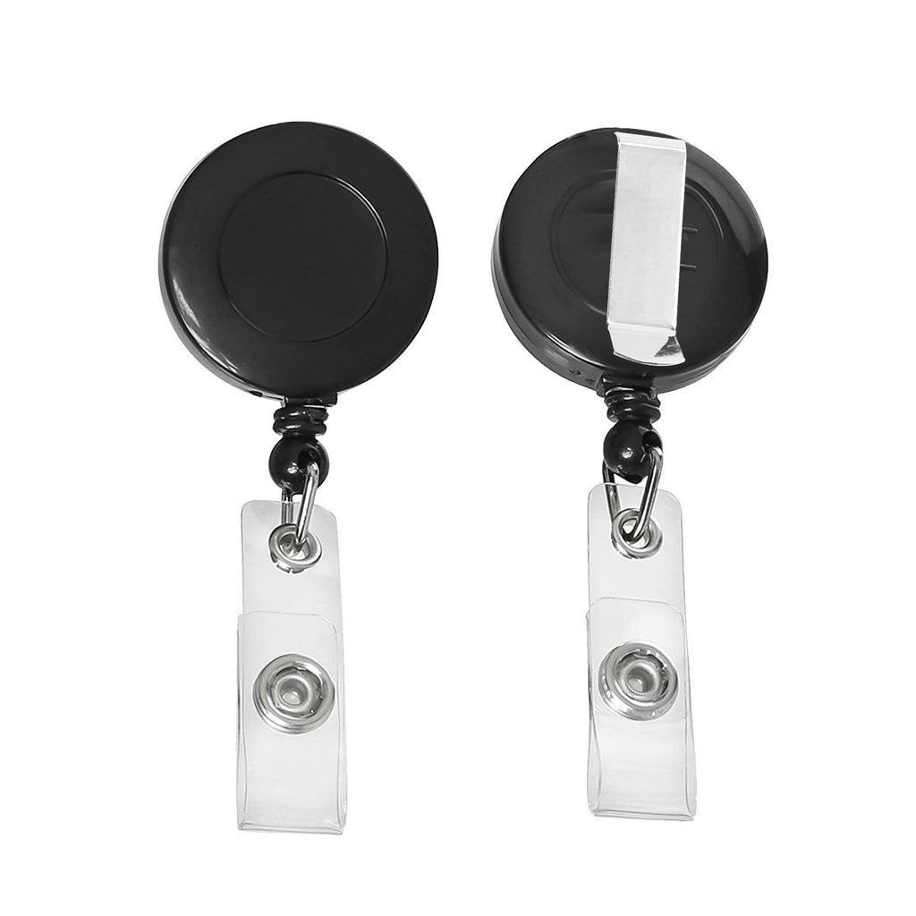 JANYUN 50 Pcs Retractable Badge Reel Clips Holder for Hanging ID Card Name Key Chain (Black)