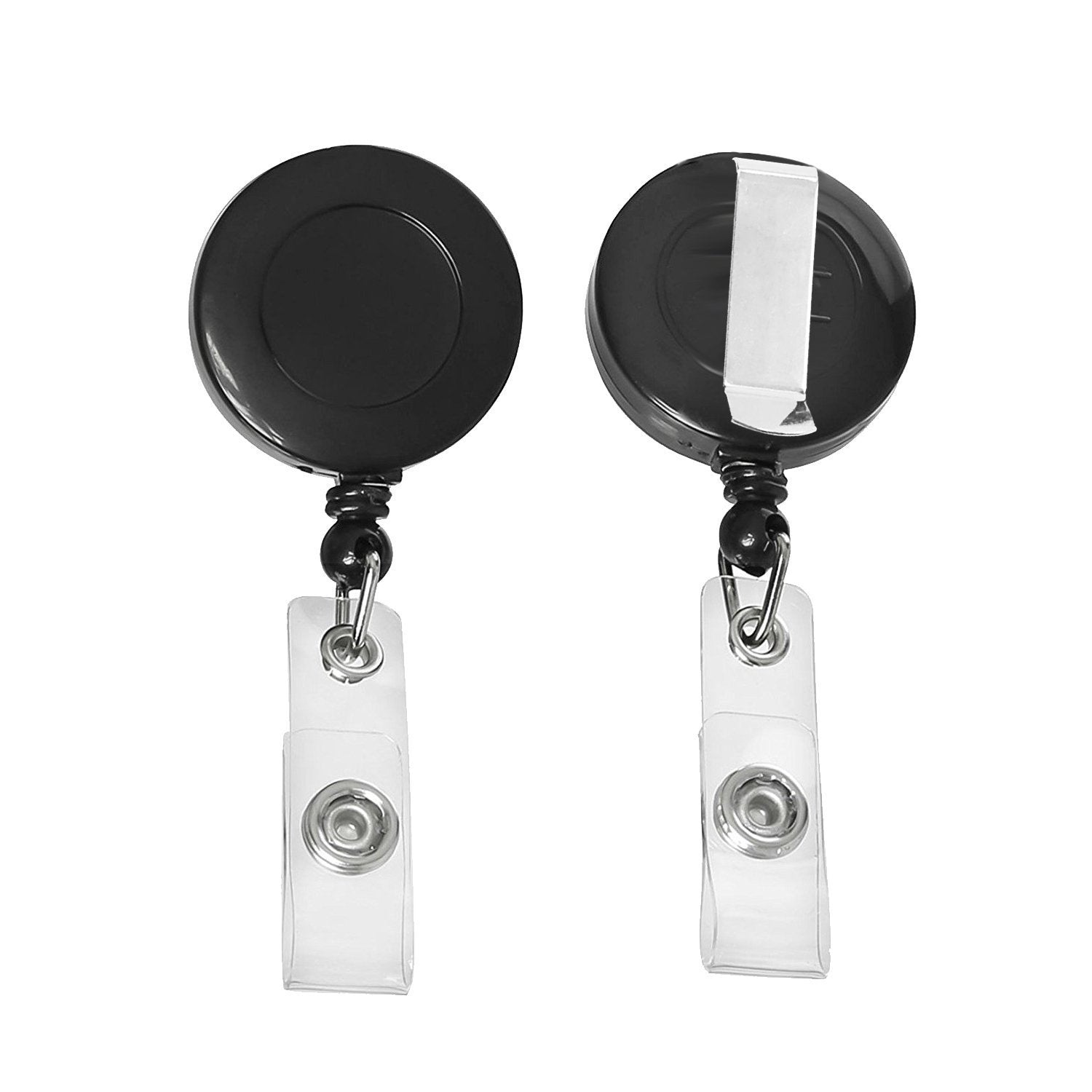 JANYUN 50 Pcs Retractable Badge Reel Clips Holder for Hanging ID Card Name Key Chain (Black)