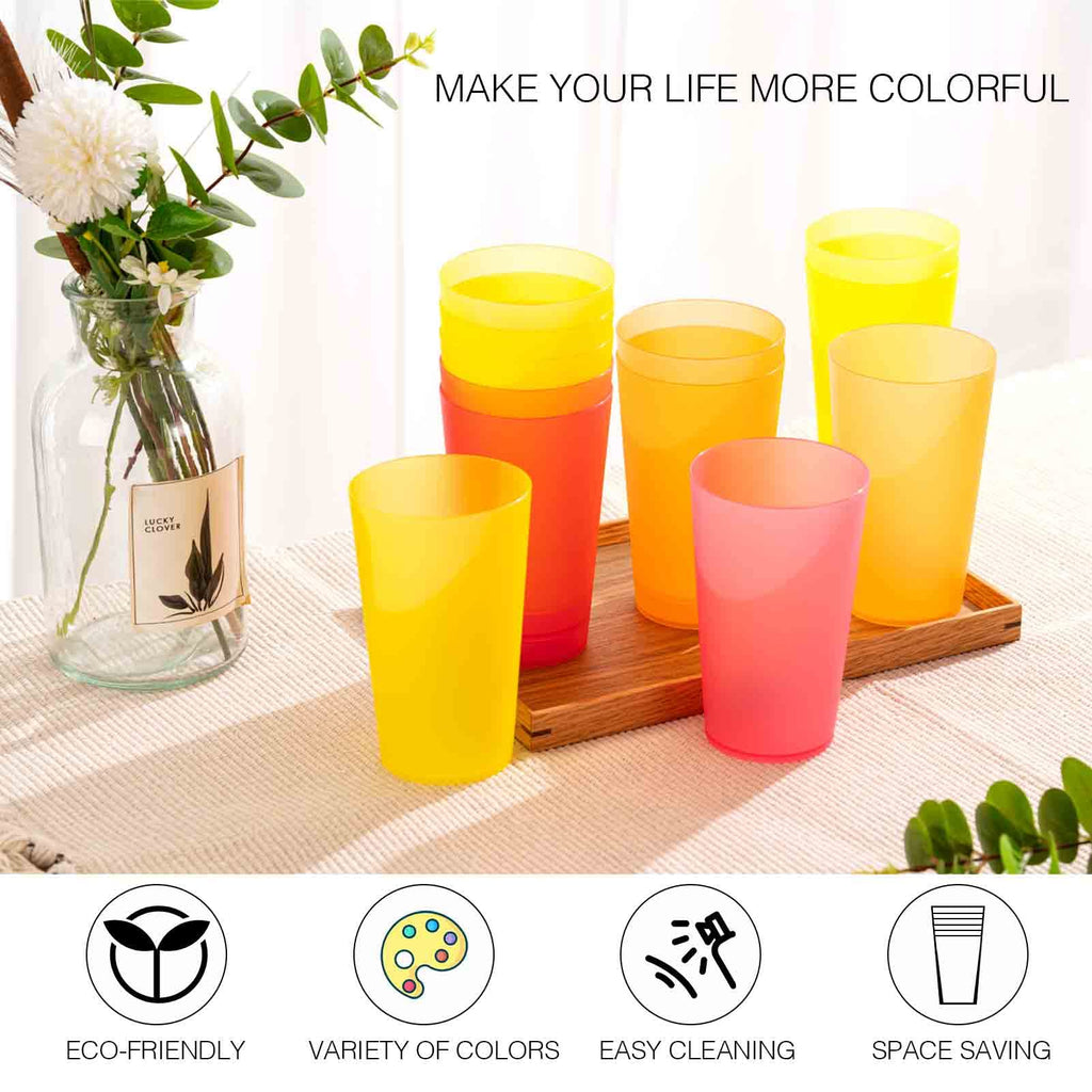 16Pack 16 Ounce Plastic Cups, Reusable Plastic Glasses, Plastic Tumblers, Safe to Wash Dishes, Very Suitable for Parties, Camping, Outdoor, Kids