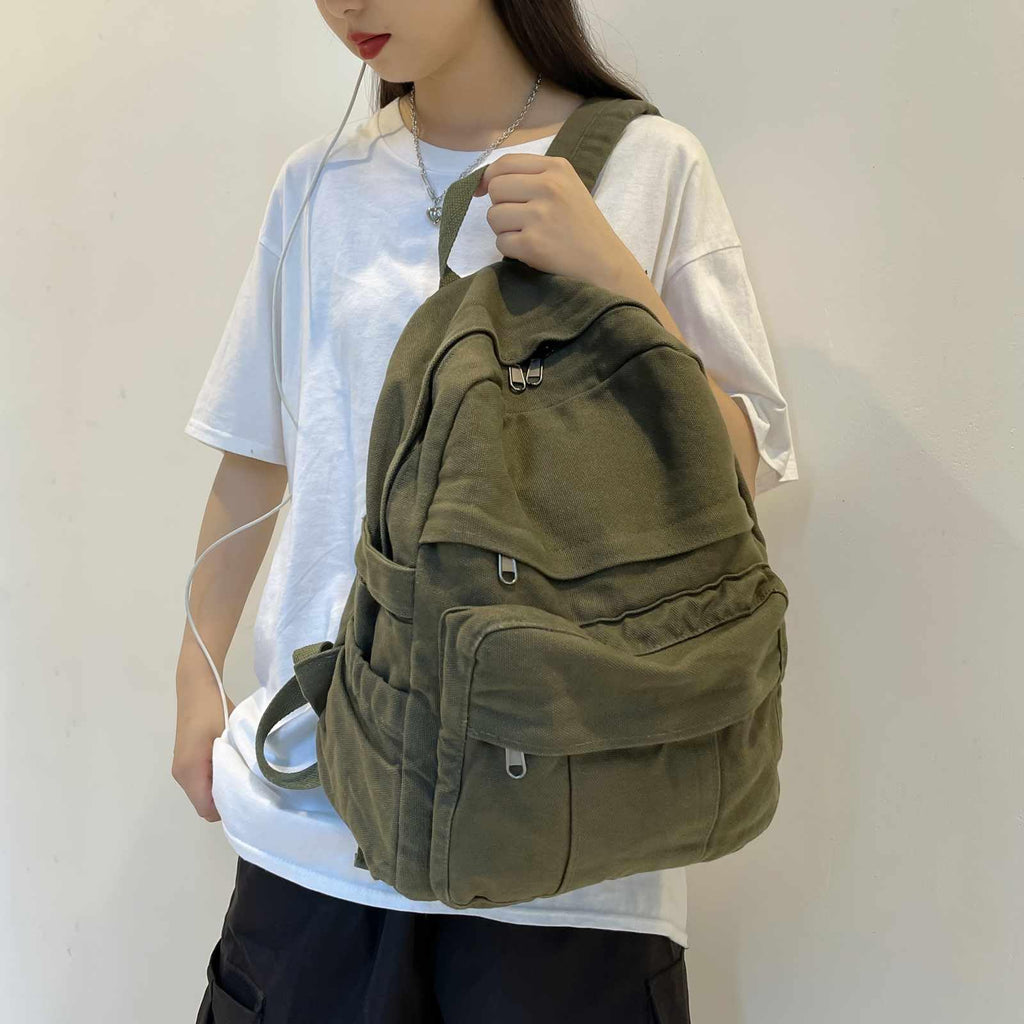 Canvas Backpack for Women Men Retro Aesthetic Rucksack Vintage Backpack for College Travel Laptop Bag