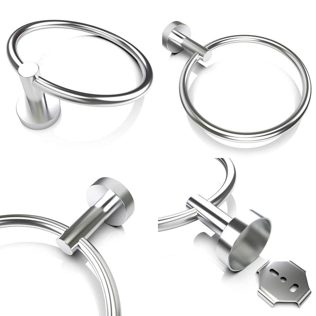 AUHSSAN Toilet Paper Holder and Towel Ring, 2Pcs Bathroom Accessories Hardware Set Wall Mounted Hand Towel Holder Thicken SUS 304 Stainless Steel Brushed Nickel
