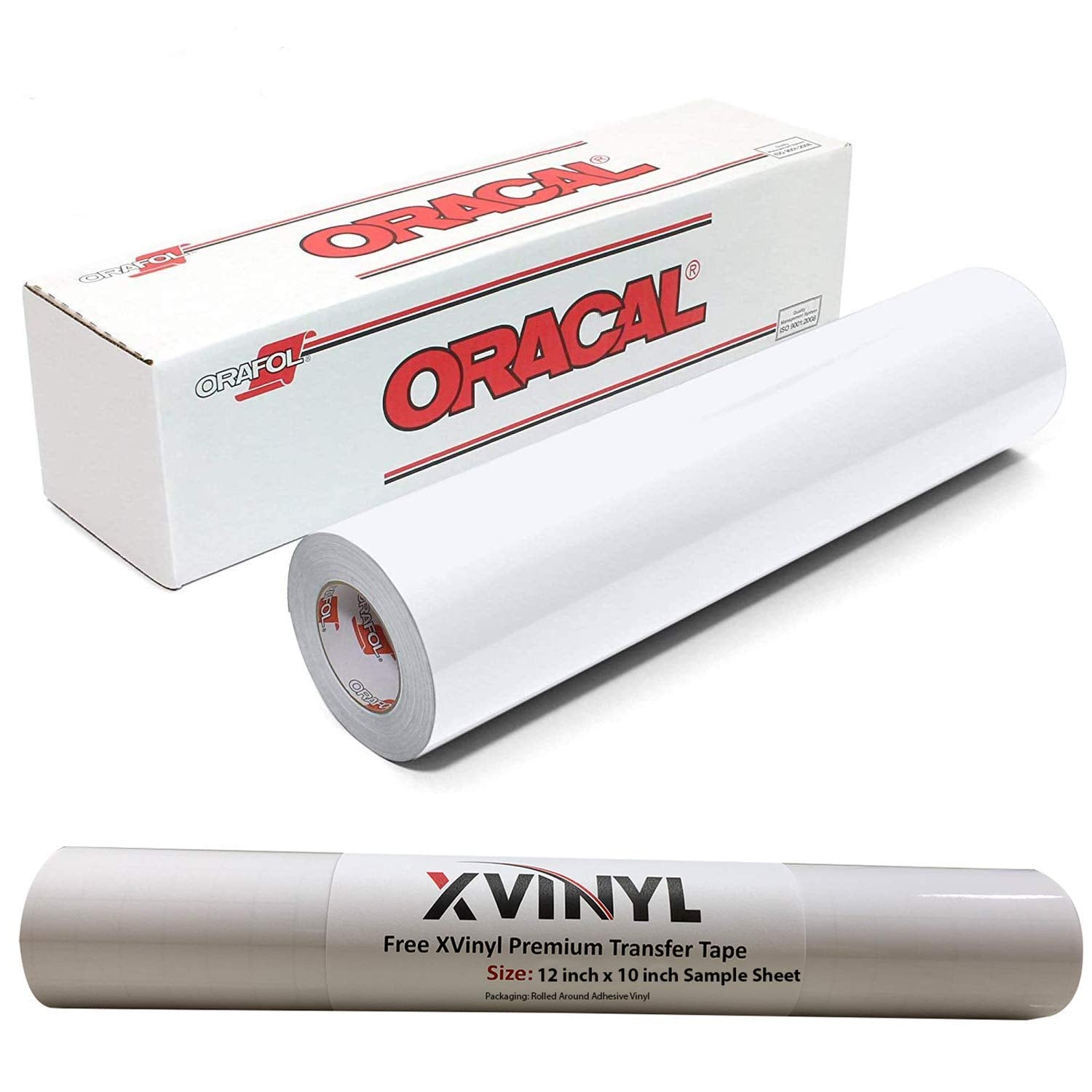 Oracal 651 Vinyl (12" x 10ft) Roll of Glossy White Permanent vinyl works with Cameo, Cricut and Silhouette - Bonus 1 3.8" Maple Leaf Permanent Decal