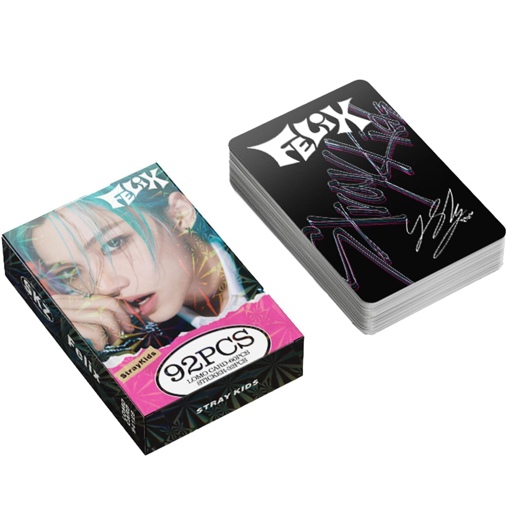 KPOPBP Stray Kids Photocards 60 PCS SKZ Rock Star Album Photo Cards with 32 PCS Stickers KPOP Gift Lomo Cards Merch for SKZ Boys and Girls (Felix)