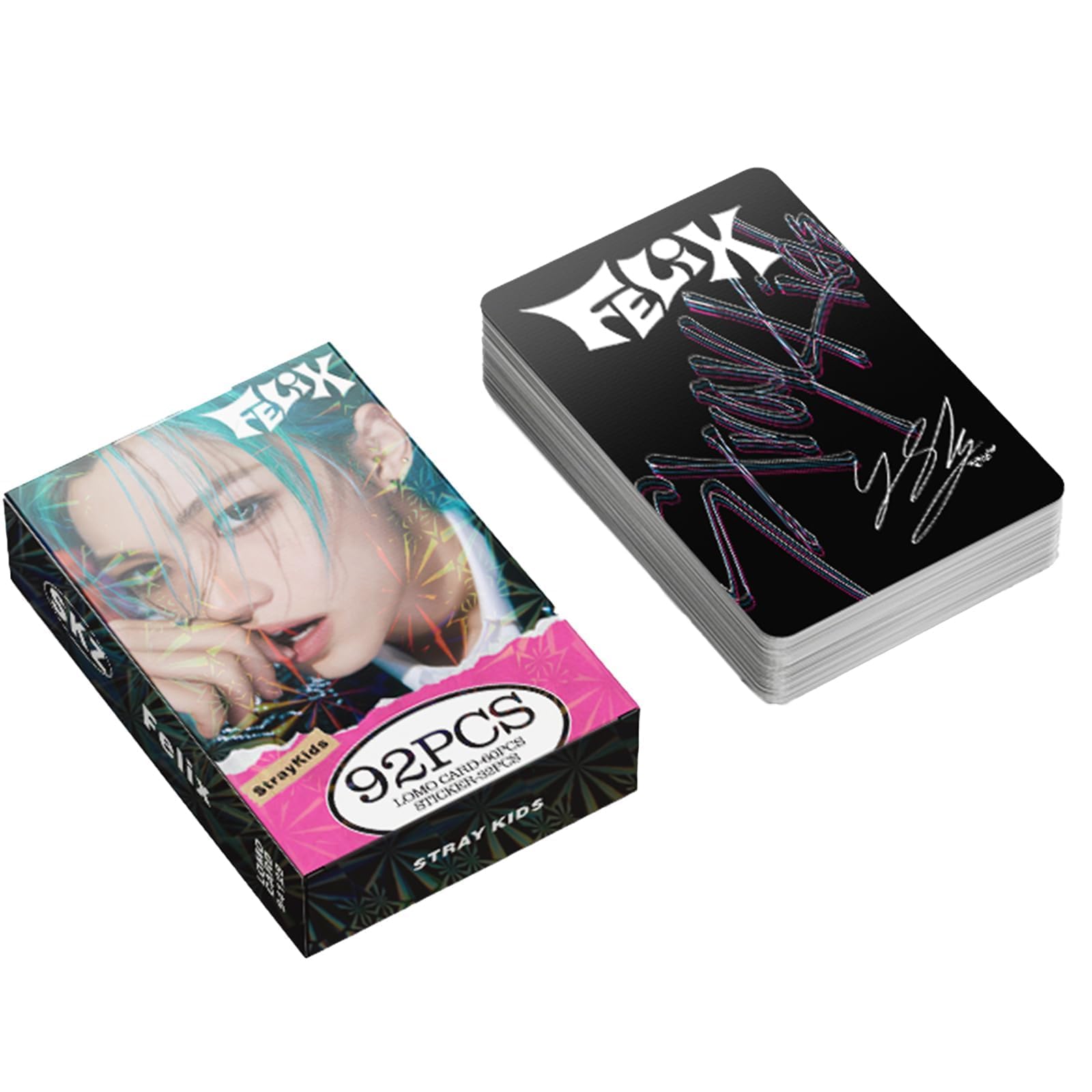 KPOPBP Stray Kids Photocards 60 PCS SKZ Rock Star Album Photo Cards with 32 PCS Stickers KPOP Gift Lomo Cards Merch for SKZ Boys and Girls (Felix)