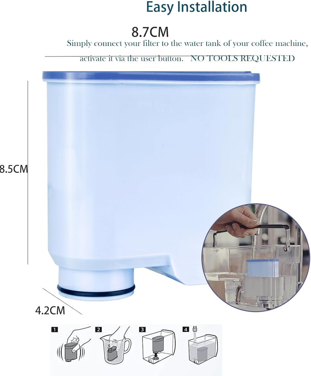4-Pack CA6903 Coffee Machines Clean Filter, Automatic Coffee Dedicated Anti-Lime Scale Water Purifier Compatible with Philips AquaClean CA6903