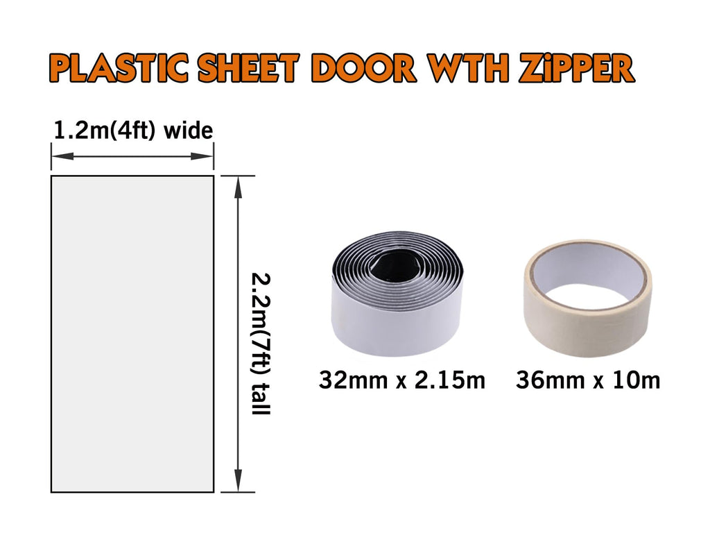 ROLLINGDOG Zip Door Dust Barrier - Plastic Door Cover for Wall and Room Temporary Painting Protection