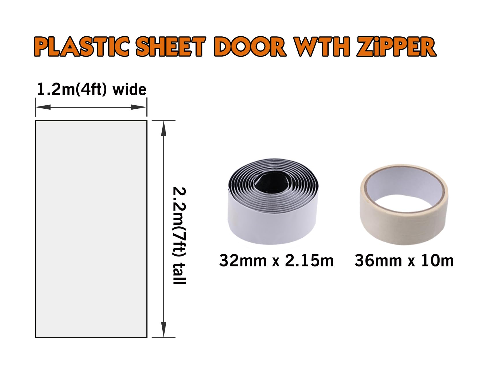 ROLLINGDOG Zip Door Dust Barrier - Plastic Door Cover for Wall and Room Temporary Painting Protection