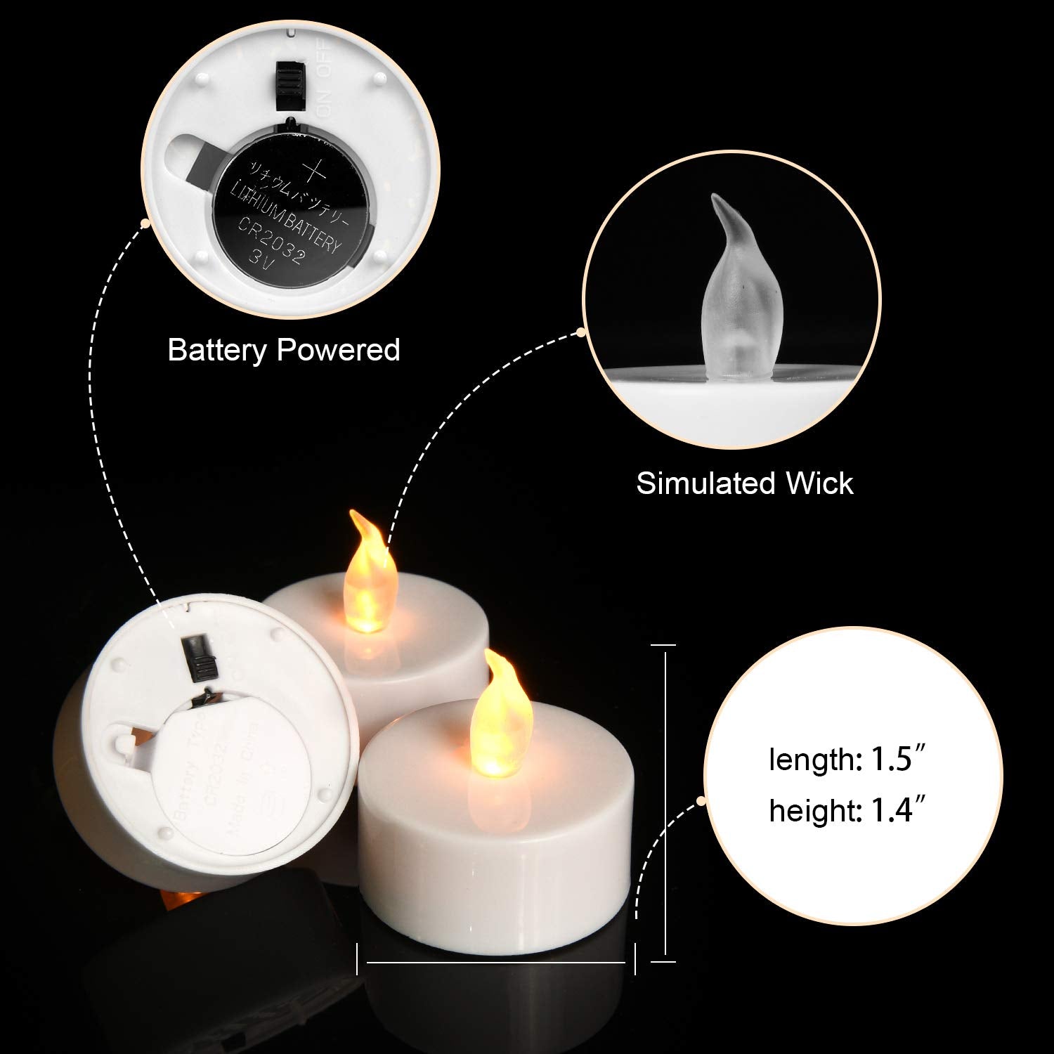 Pandaing Battery Operated Flameless Tealight Candles [40 Pack, Batteries Included], Realistic Tea Lights Candles, Flickering Bright Tealights
