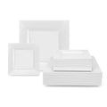 Suwimut 70 Pack White Square Plastic Plates, Heavy Duty 35 Pieces 9.5 Inch Dinner Plates and 35 Pieces 6.5 Inch Dessert/Salad Plates, Fancy White Disposable Plates for Wedding Birthday Party