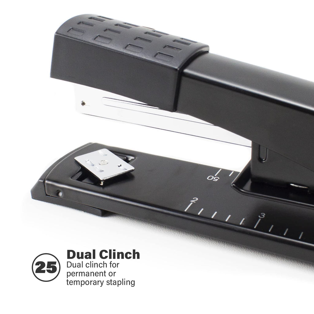 Deli Long Reach Stapler, Booklet Stapler with Jam Resistant, 25 Sheet Capacity, Long Arm Standard Stapler for Booklet, Book Binding, Art Journaling, Black, Gifts