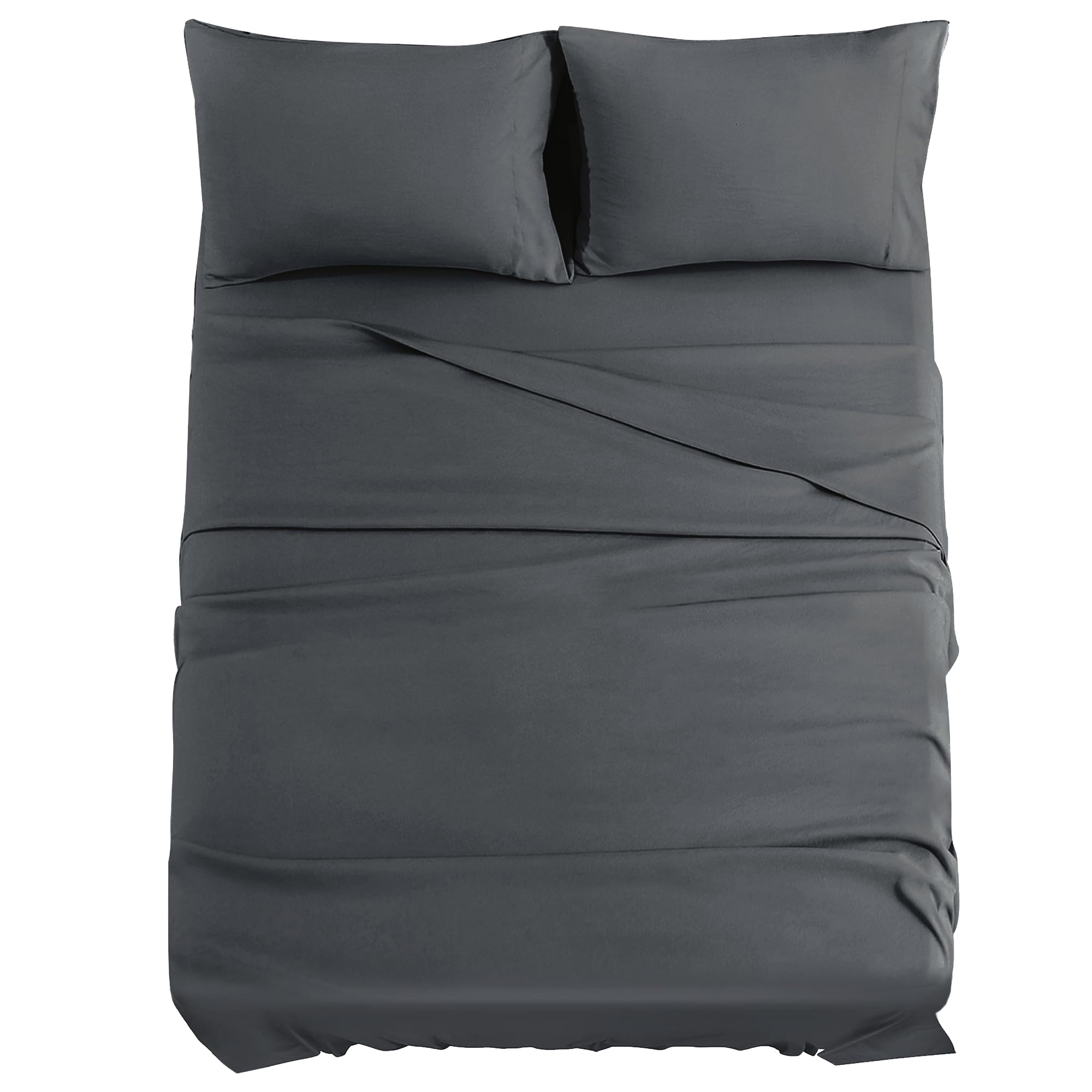 JOLLYVOGUE Queen Size Bed Sheet Set - 4 Piece Bed Sheets Set with Deep Pocket - Soft Breathable & Cooling - Resists Shrinkage & Fading Draps Queen - Easy Care (Dark Grey)