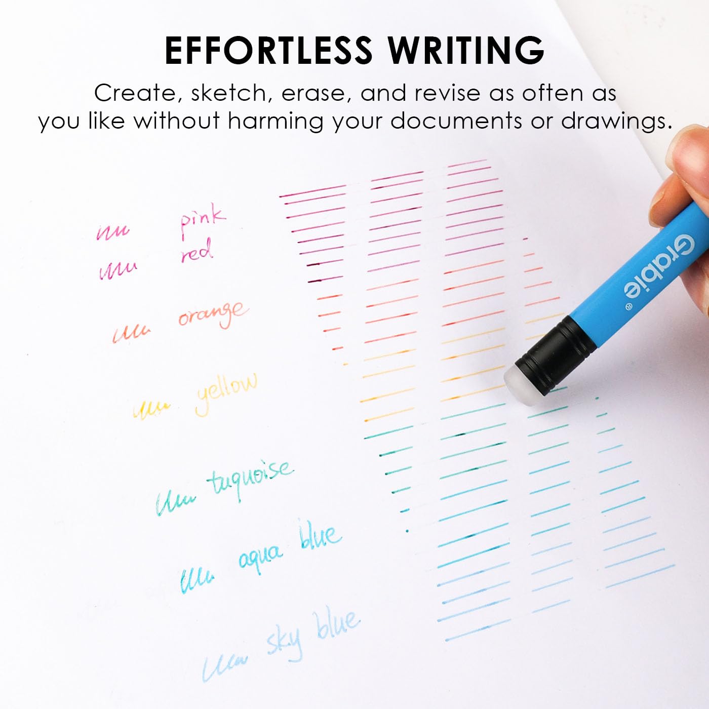 Grabie Erasable Gel Pens, 9 Colors Erasable Pens, Make Mistakes Disappear Colored Pens, Assorted Color Inks for Drawing Writing Planner,Gel Pens for Coloring