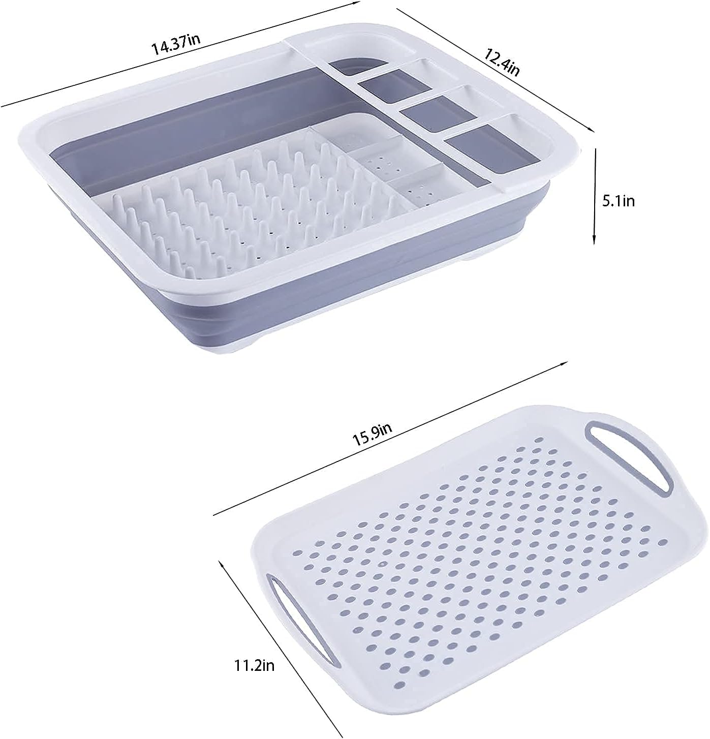 Collapsible Dish Rack and Drainboard Set Foldable Dishes Drying Racks Portable Drainer Dinnerware Organizer Folding Tableware Storage Cutlery Rack for Kitchen Counter RV Camper Accessories
