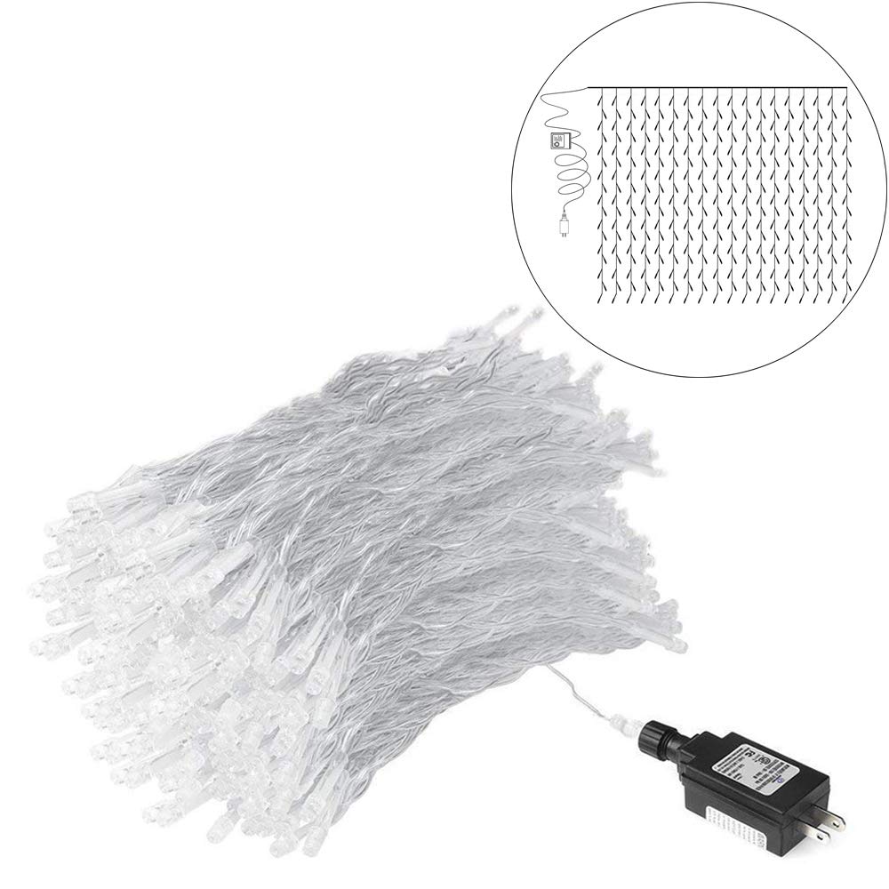 Led Curtain Lights 9.8 x 9.8 Feet 300 LEDs, 8 Modes with Waterproof Connector, Warm White