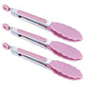 MSY BIGSUNNY Kitchen Food Tongs - 7" Mini Silicone Serving Tongs - Set of 3 (Pink)