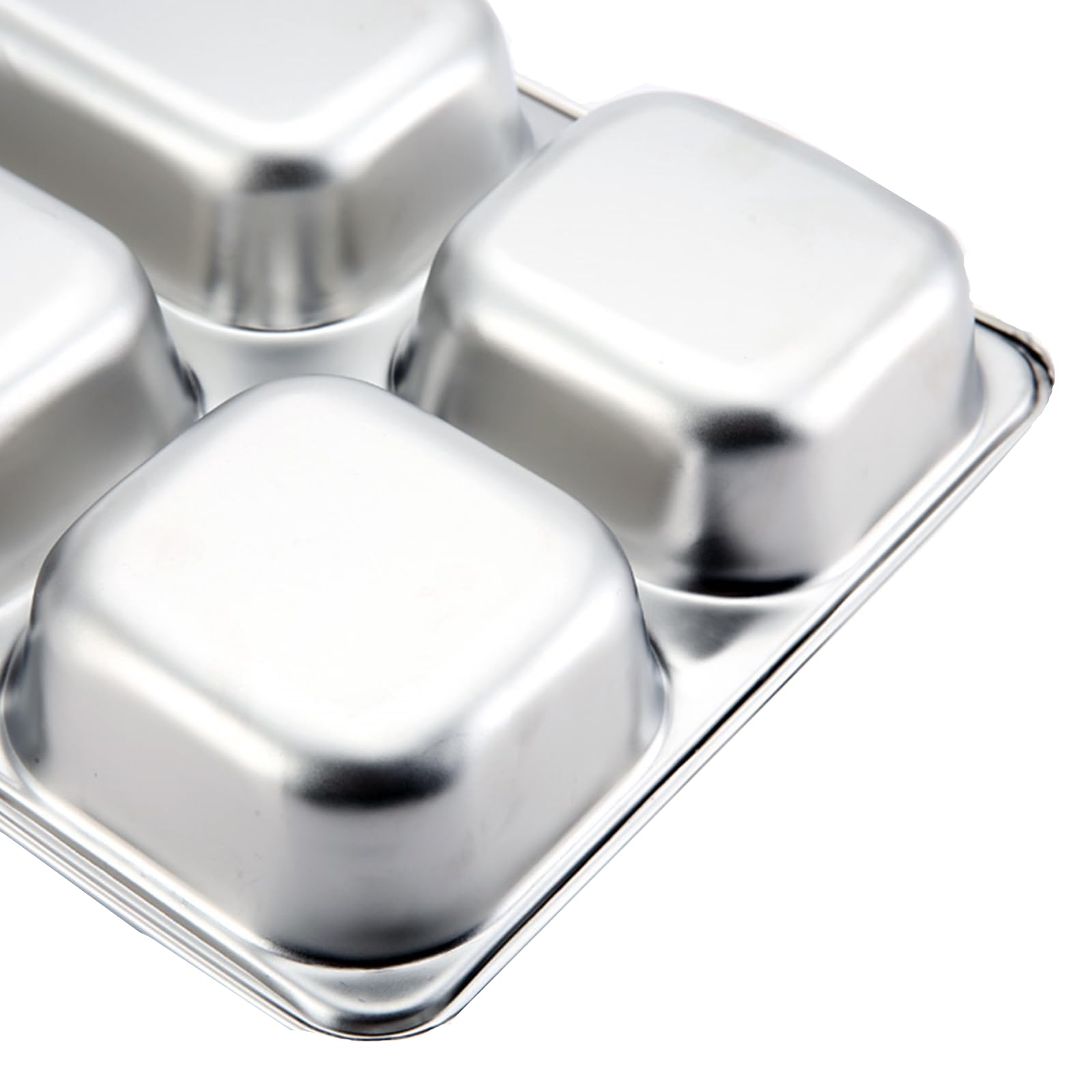 Tebery 3 Pack Stainless Steel Rectangular Divided Plates Tray, 5 Sections Dinner Plates for Adults,Kids, Picky Eaters, Campers, and Portion Control