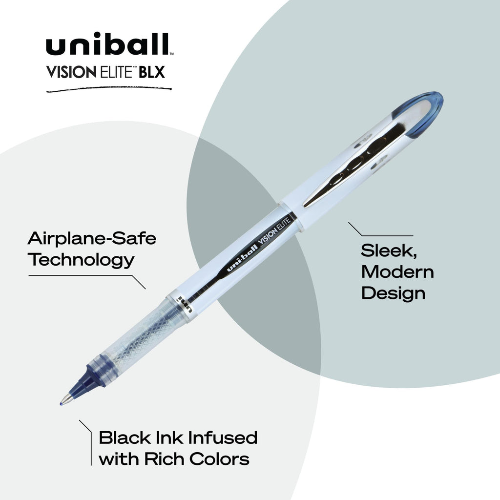 uni-ball Vision Elite Stick Roller Ball Pens, Bold Point, Blue-Black Ink, Pack of 4
