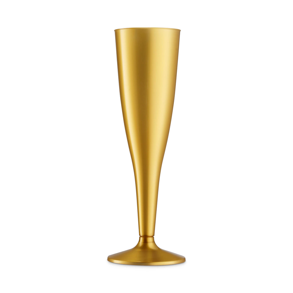 30 Pack Gold Plastic Champagne Flutes - 5 Oz Disposable Plastic Toasting Glasses - Wedding Party Cocktail Mimosa Plastic Cups
