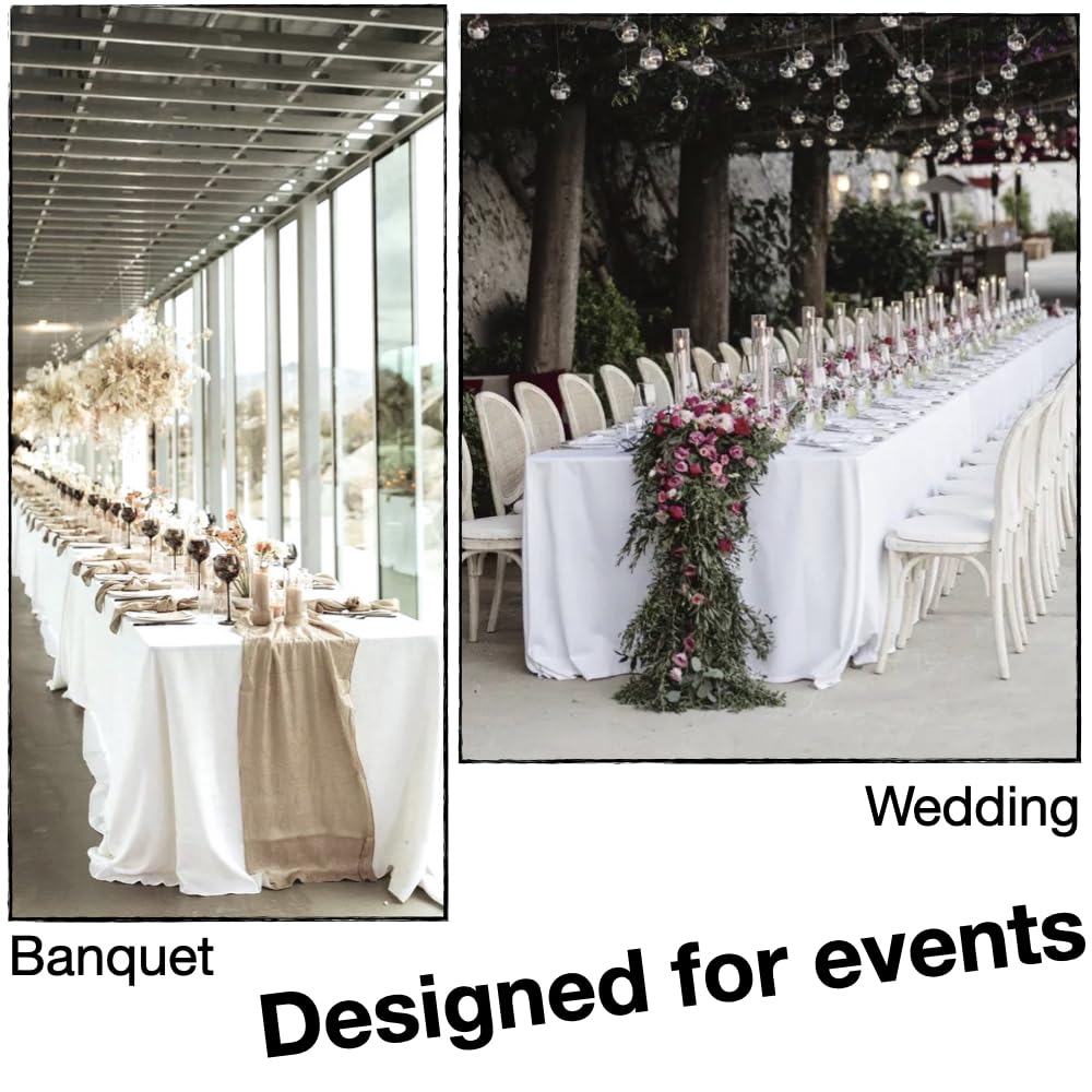 Urby White Tablecloth for 8+ft Rectangle Tables That Seats 8-10 Person, Manteles de Mesa De Tela para Fiestas de 8-10 Sillas, Machine Washable Reusable Polyester Table Cloths