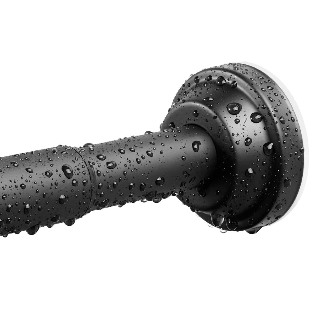 Haryaers Matte Black Shower Curtain Rod, 40-76 Inches No Drilling Adjustable Tension Curtain Rods for Bathroom, Stainless Steel Metal Spring, 1 Inch Diameter, Anti-Slip, No Rust