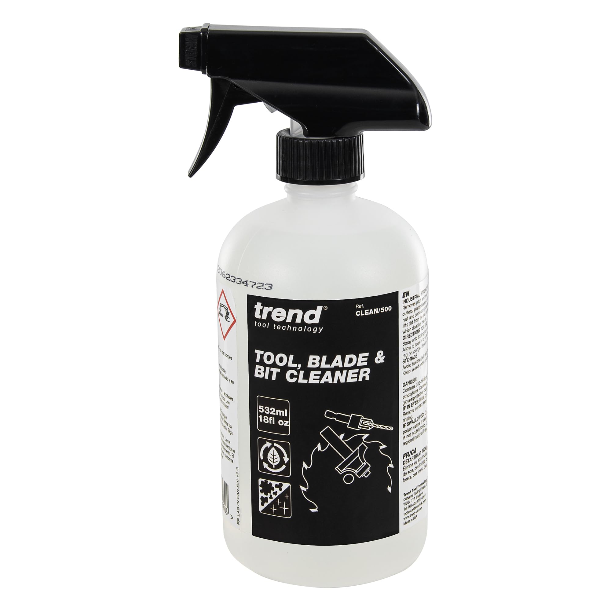 Trend Tool & Bit Cleaner: Industrial Strength Wood & Resin Remover, 500ml, CLEAN/500