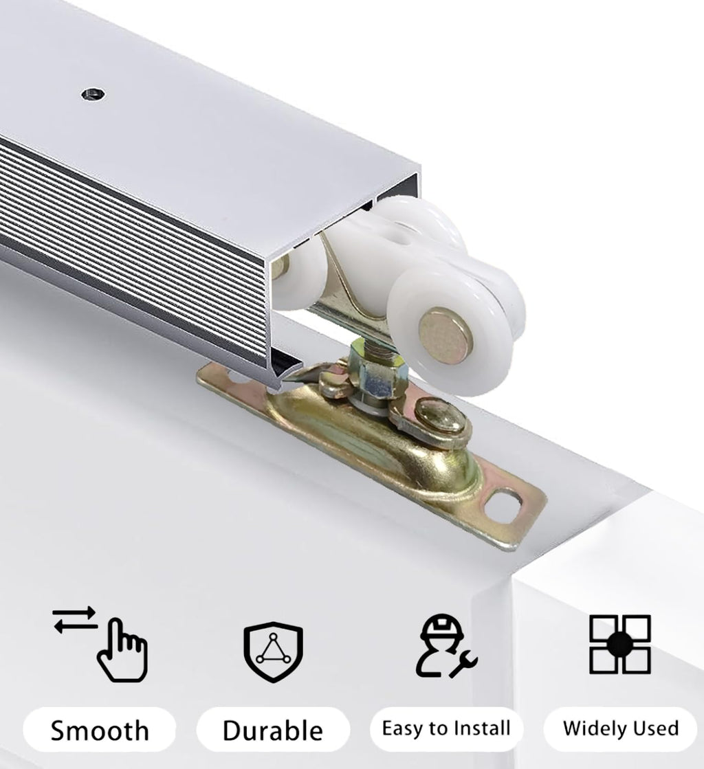 3/4 Inch Sliding Pocket Door Rollers Assembly, Sliding Door Wheels Replacement Part with Top Hanger for Johnson Part Hardware Kit, Sliding Door Hardware Kits for Bypass, Closet Doors