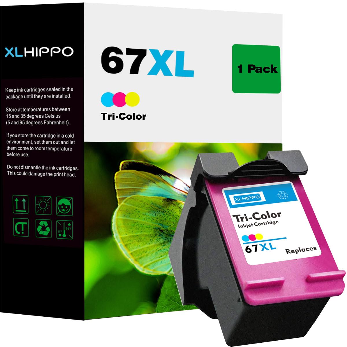 67XL Color Ink Cartridge Replacement for HP Ink 67 HP 67XL Tri-Color for DeskJet 2855e 2827e 2755e 2755 2700 Plus 4255e 4155e 4152 Envy 6455e 6455 6055e 6000 Series Printer