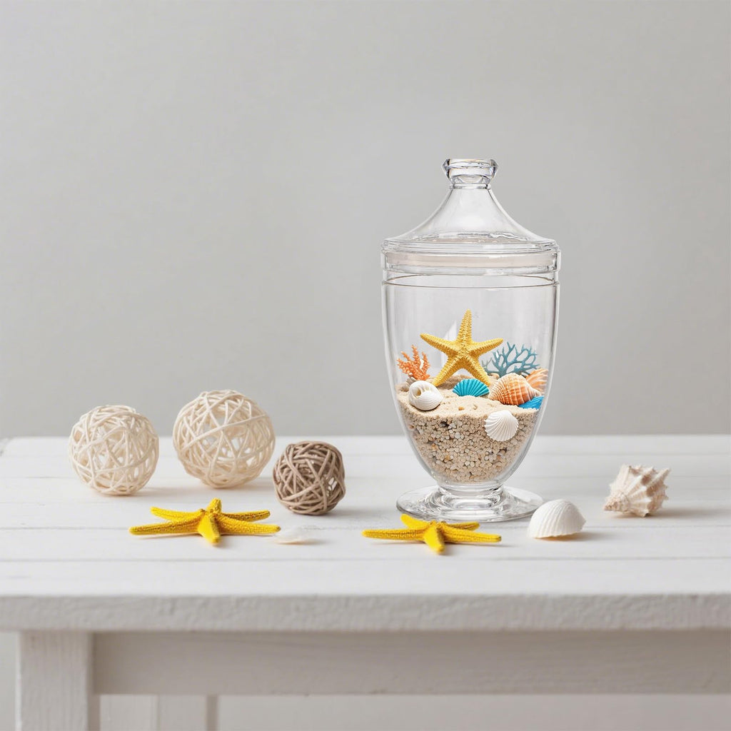 Hacaroa 2 Pack Acrylic Apothecary Jars with Airtight Lids, 40oz Clear Plastic Candy Buffet Jars, Decorative Bathroom Container for Bath Salt, Changing Table,