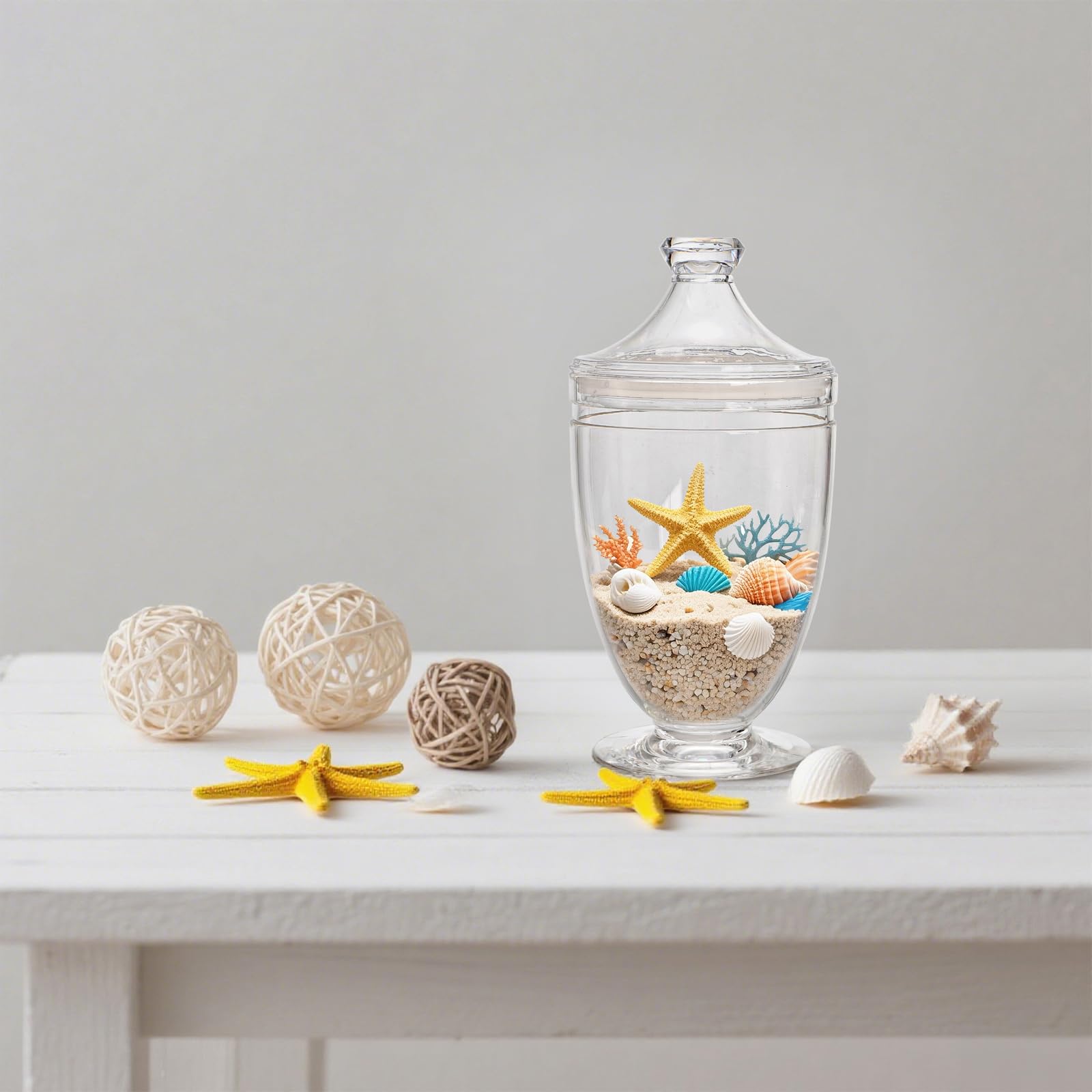 Hacaroa 2 Pack Acrylic Apothecary Jars with Airtight Lids, 40oz Clear Plastic Candy Buffet Jars, Decorative Bathroom Container for Bath Salt, Changing Table,