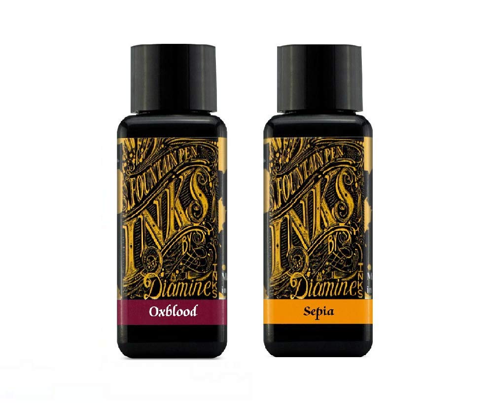 Diamine Fountain Pen Ink 30ml Ox Blood & Cuttlefish Pack of 2