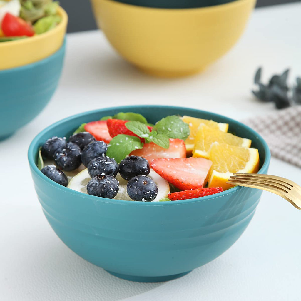 Kyraton Plastic Cereal Bowls 8 Pieces, Unbreakable and Reusable Light Weight Bowl for Rice Noodle Soup Snack Salad Fruit BPA Free Dishwasher Safe (Mutil Color)