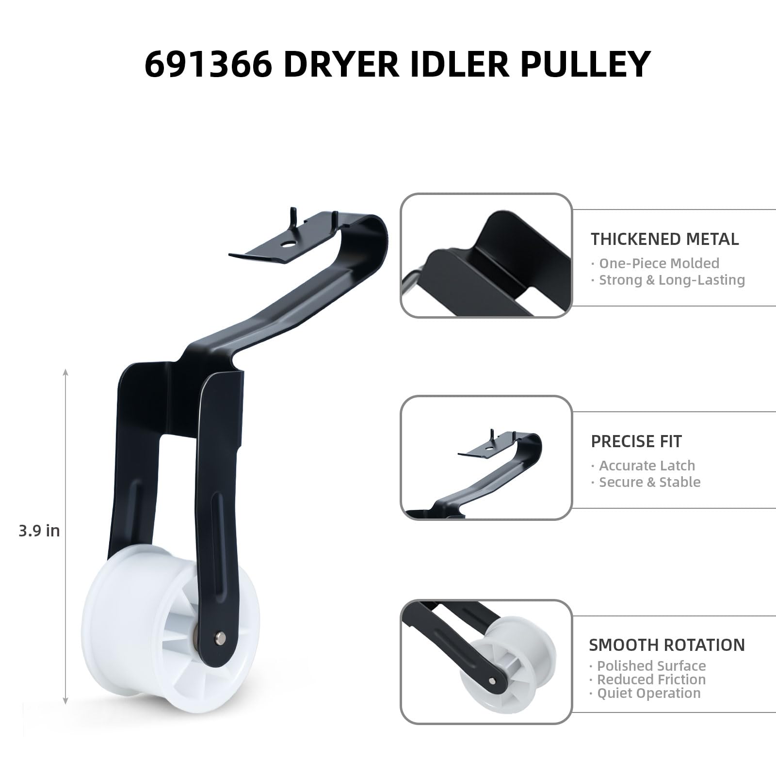 4392065 Dryer Repair Kit with 341241 Belt, 691366 Idler Pulley & 349241T Drum Roller for Whirlpool, Kenmore, Maytag, Amana Dryers – Replaces AP3131942 AP6010582 – Fits Models WED4815EW1, NED4655EW1