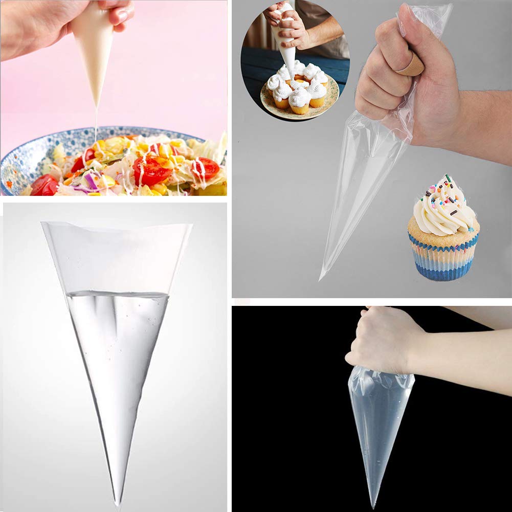 YCbingo 100 Pack Extra Thick Pastry Bags Large Disposable Icing Decorating Bags Cake Professional Strong Piping Bags with 5 Bag Ties for All Sized Tips Kit and Couplers (16 Inch)
