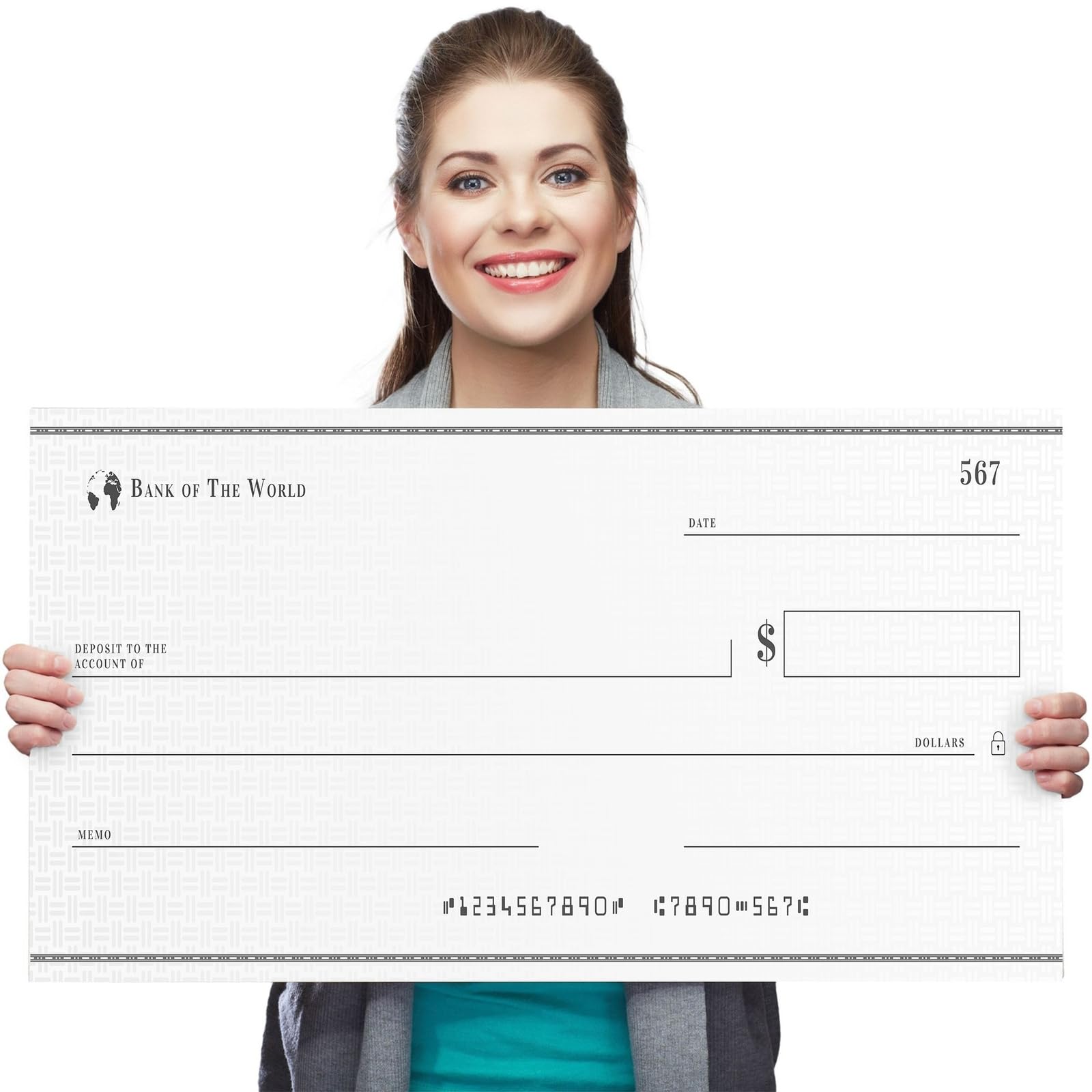 Reusable Big Check for Presentation, 30 x 16 in Large Oversized Dry Erase Plaque for Endowment, Donations