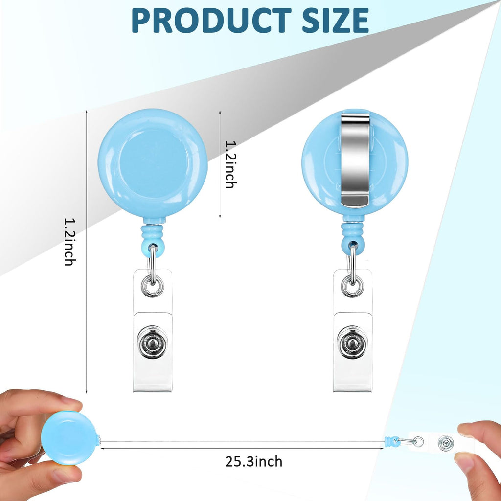 60 Pcs Retractable Badge Reel, Badge Clips Holder Nurse Students Doctor ID Badge Holder Badge Reels Bulk for ID Card Name Keychain, 30 Colors