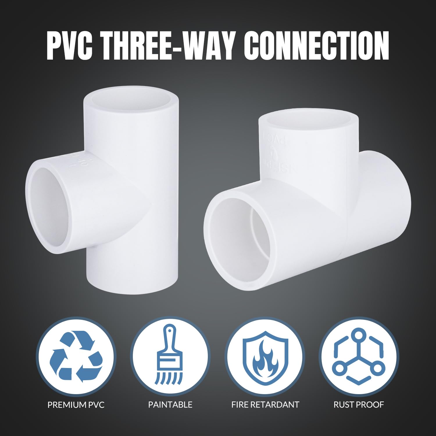 20-Packs 1/2 inch Tee PVC Fitting 3 Way Furniture Grade Pipe Elbow Connector for DIY PVC Shelf Greenhouse Pipe Fittings