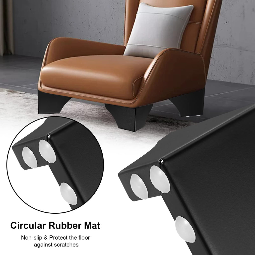 JuxYes Pack of 4 Furniture Legs with Screw,3 Inch Black Sofa Cabinet Legs, Non-Slip Replacement Legs with Rubber Protector for Table, Cupboard,Couch Chair,Bookcase,Cabinet Dresser,Bed