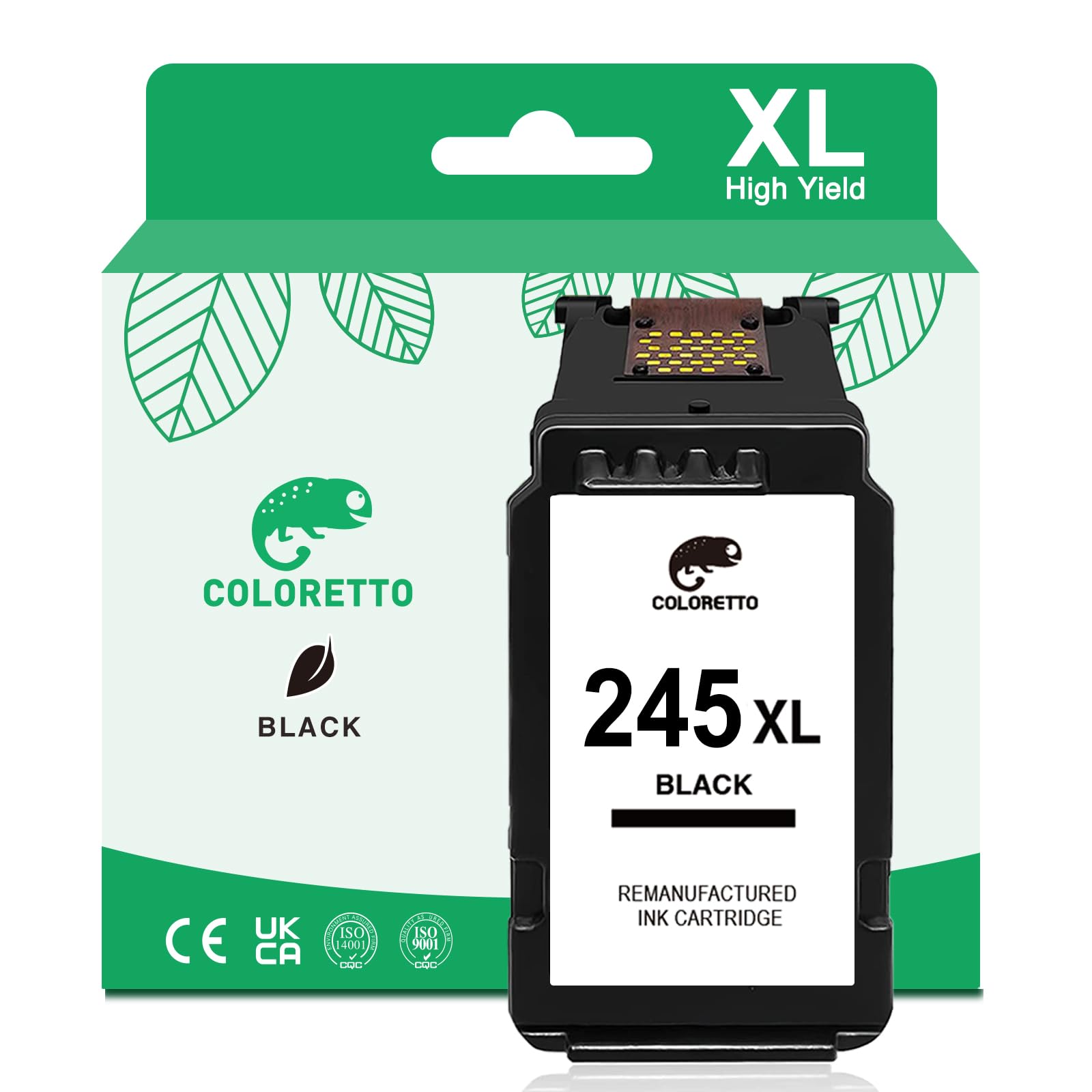 COLORETTO 245 XL PG-245XL Black Ink for Canon TS3420 Ink Cartridges TS3120 TS3400 TS3425 TS3429 TR4520 TR4522 TR4527 MX492 MX490 MG2929 MG2525 IP2820 Printer Canon Pixma pg245 Remanufactured 1-Pack