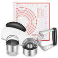 Silicone Baking Mats, Cookie Cutters, Pastry Cutter, Dough Scraper, Stainless Steel Dough Blender & Biscuit Cutter Set, Dough Cutter Baking Pastry Mat Dough Blender Tools (5 Pcs/Set)