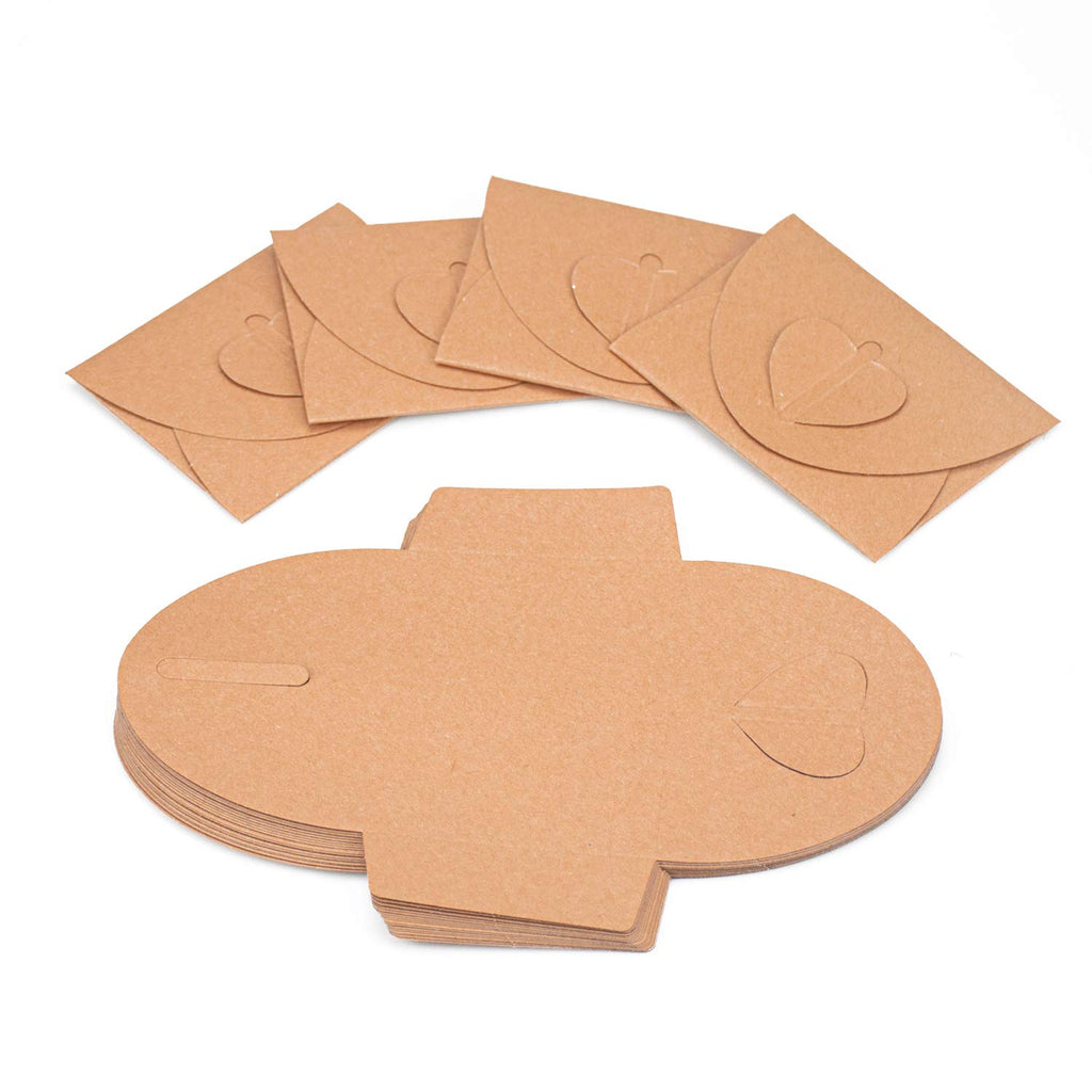 Hedume 200 Pack Gift Card Envelopes, Cute Mini Envelopes, Kraft Small Seed Envelopes with Heart Shaped Clasp for Gift Cards and Business Cards (4.1" x 3")