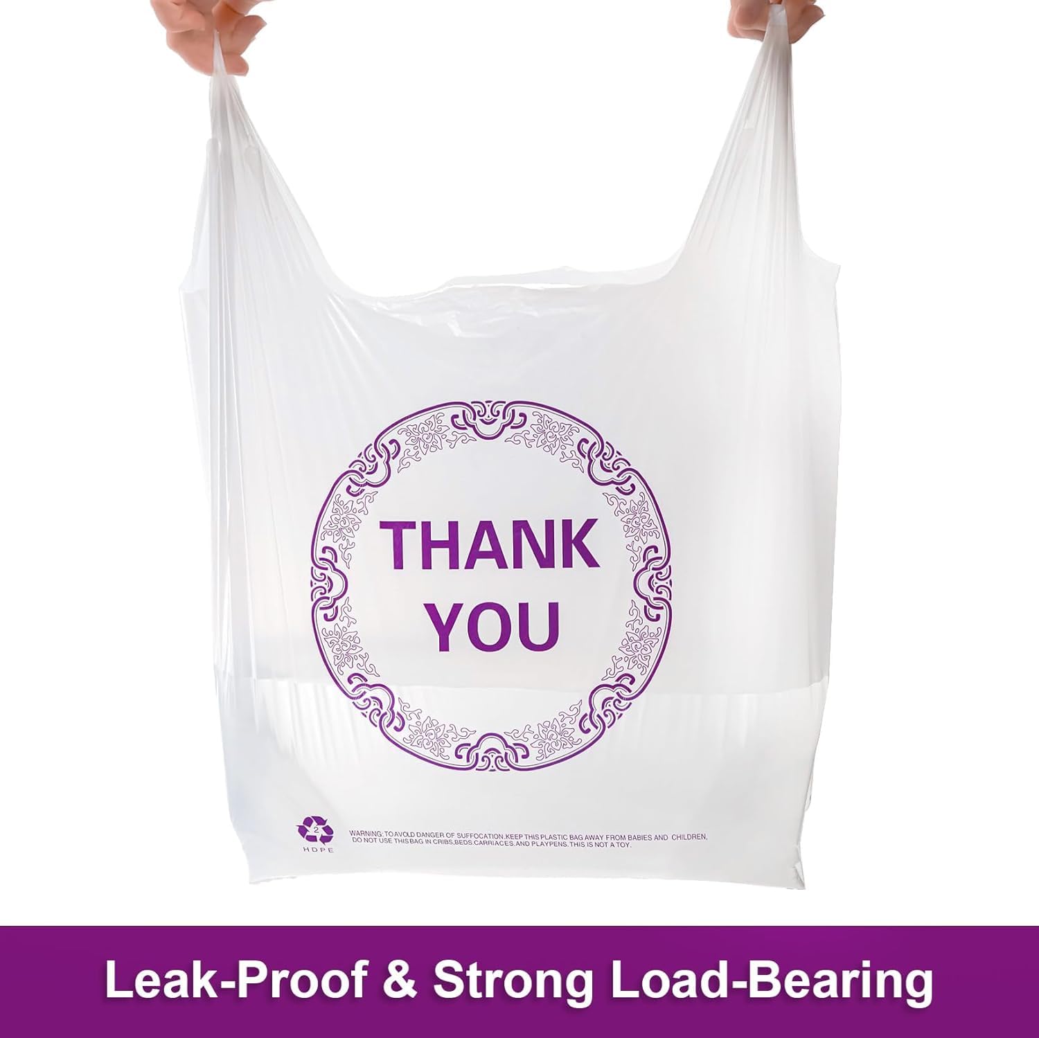 Elsjoy 500 Pieces Thank You Plastic Shopping Bags, 21 x 13 Inch T-Shirt Carry Out Bags Bulk Reusable Grocery Bags for Supermarket, Restaurant